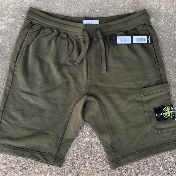 green stone island shorts